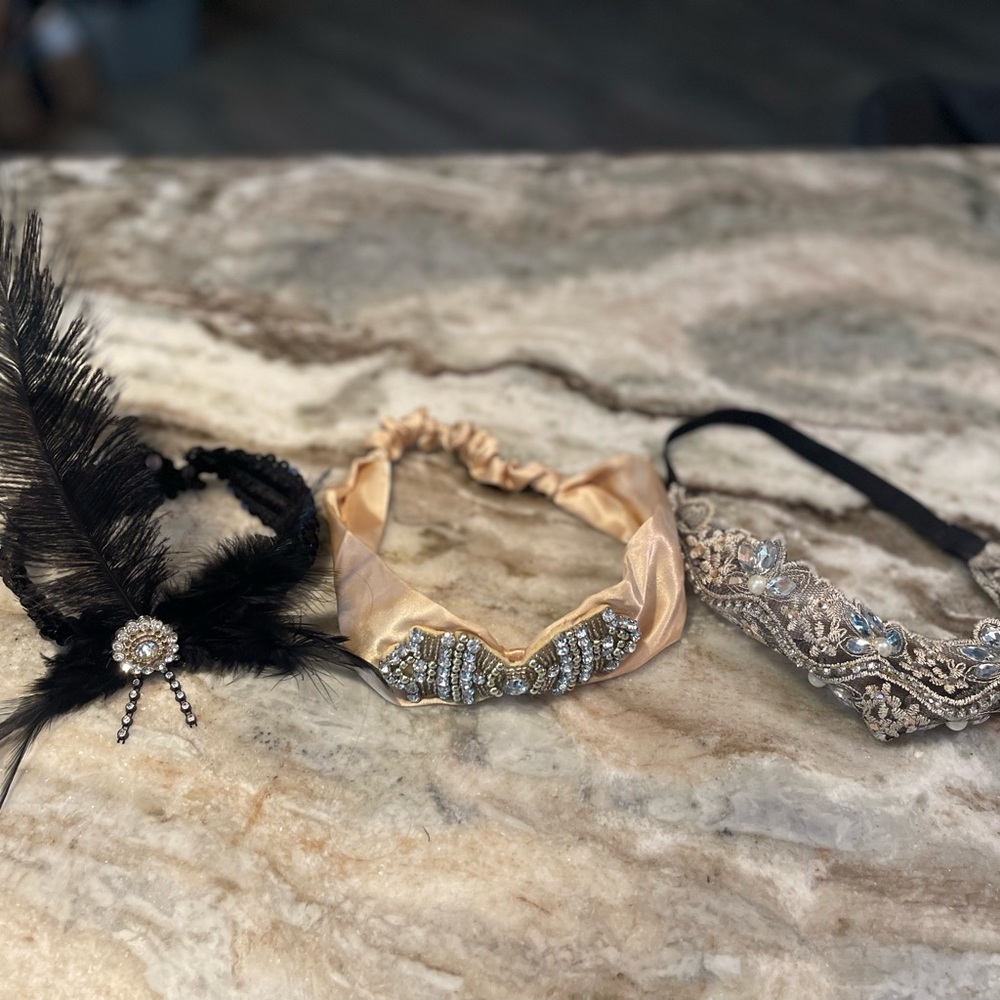 Elegant Women's Headband Set - Black, Gold, Silver